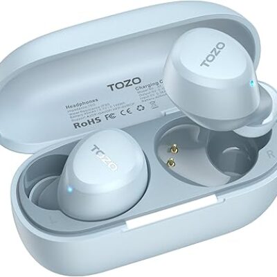 TOZO A1 Wireless Earbuds Bluetooth 5.3 Light Weight in Ear IPX5 Waterproof Headphones 2 Mic for AI Calls, Immersive Premium Sound Bass Headset with Charging Case, 32 Presets EQ Customization via App
