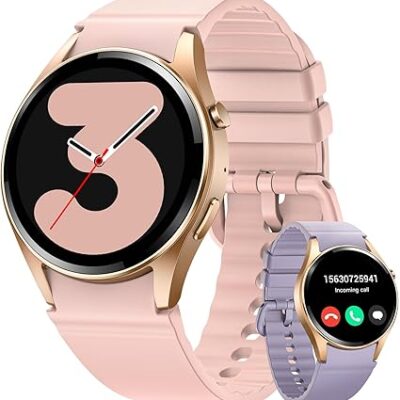 Smart Watches for Women, Fitness Watch for Women with Sleep/SpO2/Activity/Heart Rate Monitor, Smart Watch for Android iPhone with Calls/Messages/Female Cycle, 120+ Sport Modes, 400+ Dials, 2 Bands