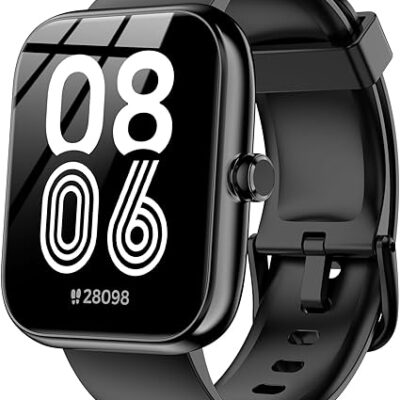 Smart Watch with Alexa Built-in, 1.83″ HD Touchscreen, Bluetooth Call/Make Calls, IP68 Waterproof Fitness Tracker with 120+ Sport Modes, 24/7 Heart Rate & Sleep Monitor for iOS/Android (Black)