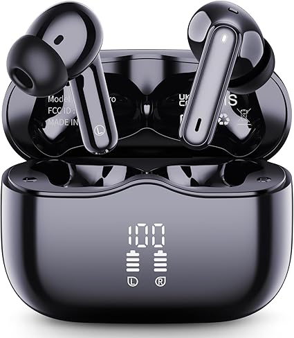 Wireless Earbuds, Bluetooth 5.4 Headphones in Ear with 4 ENC Noise Cancelling Mic, New Wireless Earphones HiFi Stereo Deep Bass 40H Playtime, In-Ear Bluetooth Earbuds LED Display IP7, USB-C, Rose Gold - Image 2