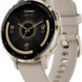 Garmin Venu 3S Soft Gold Stainless Steel Bezel 1.2-Inch AMOLED Touchscreen Display Smart Watch with 41mm French Gray Case and Silicone Band
