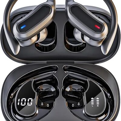 Wireless Earbuds, Bluetooth 5.4 Headphones, True Wireless Stereo Earphones with IPX7 Waterproof, Noise Cancelling Mic, Fast Charging and Comfort Fit Ear Buds for Sports/Workouts – Black
