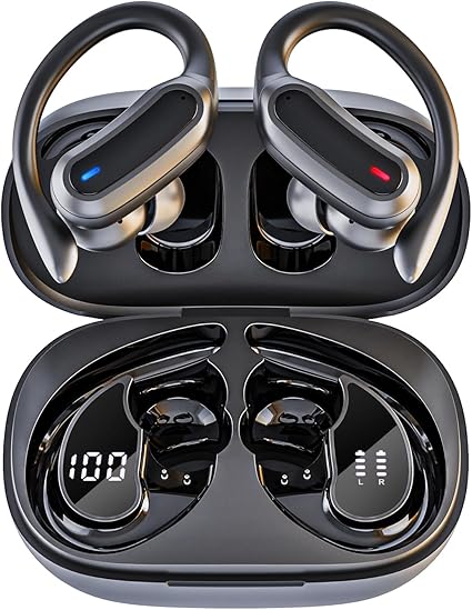Wireless Earbuds, Bluetooth 5.4 Headphones, True Wireless Stereo Earphones with IPX7 Waterproof, Noise Cancelling Mic, Fast Charging and Comfort Fit Ear Buds for Sports/Workouts - Black