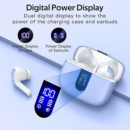 TAGRY Bluetooth Headphones True Wireless Earbuds 60H Playback LED Power Display Earphones with Wireless Charging Case IPX5 Waterproof in-Ear Ear buds with Mic for TV Smart Phone Laptop Computer Sports - Image 4